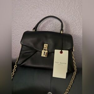 Ted Baker Poppy black leather with gold hardware crossbody bag purse
